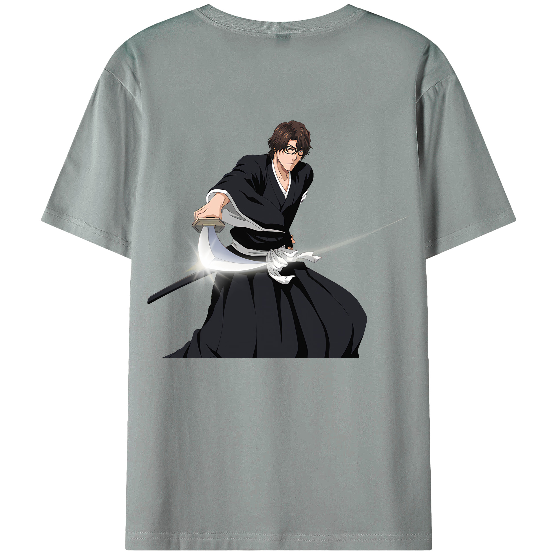 （画像用） ブリーチ 藍染 惣右介（あいぜん そうすけ） BLEACH Aizen Sousuke 綿100％ メンズ半袖Tシャツ（バックプリント） 通気性